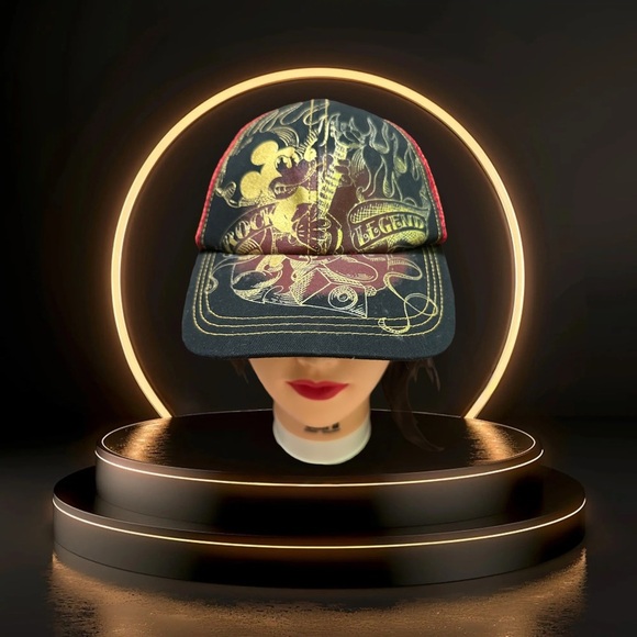 Walt Disney World Mickey Mouse Rock Legend Black and Red Graphic Cap - Picture 1 of 9